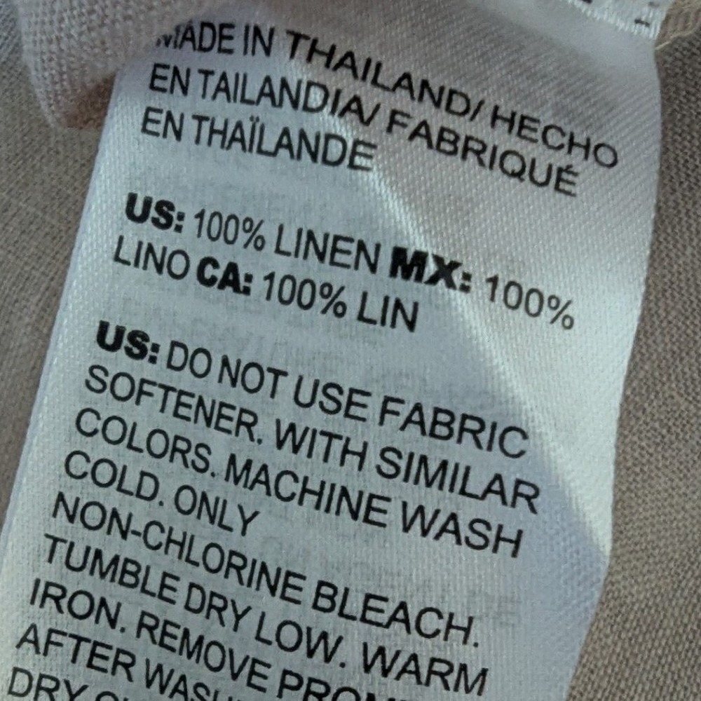 Chico's Linen Tunic Top Tan No Iron Button Up 3/4 Sleeve Sz 3 (16) Quiet Luxury - Picture 9 of 10